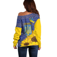 Ukraine Peace Dove Off Shoulder Sweater Ukraine Sunflower With Folk Patterns - Wonder Print Shop