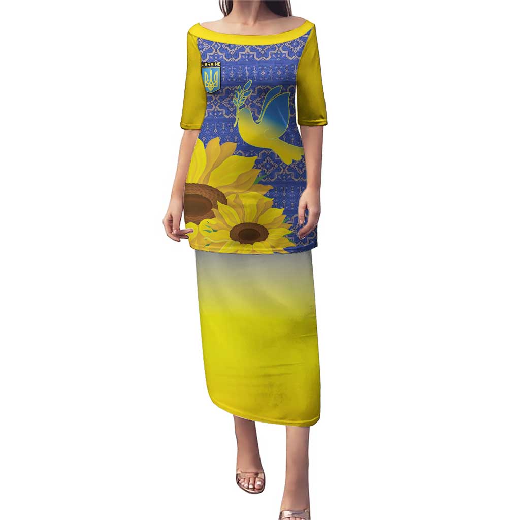 Ukraine Peace Dove Puletasi Ukraine Sunflower With Folk Patterns - Wonder Print Shop