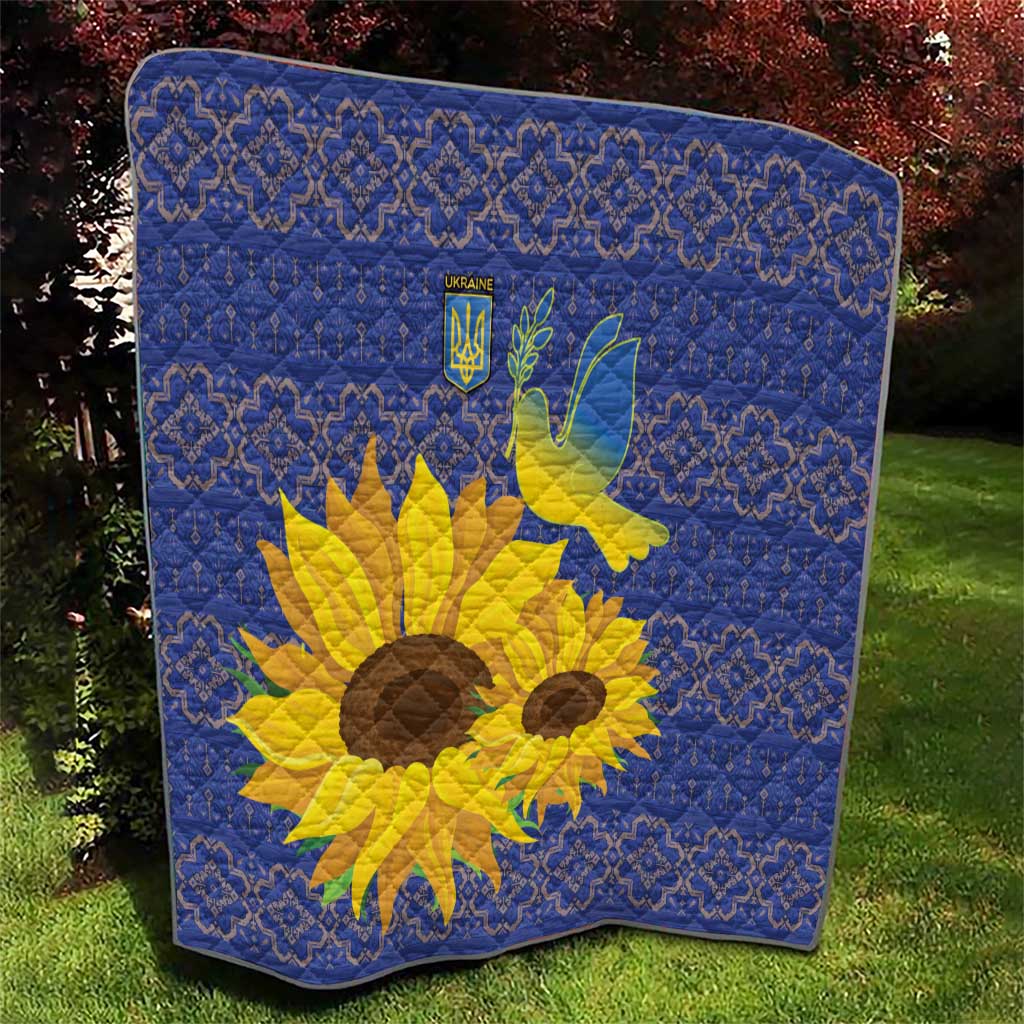 Ukraine Peace Dove Quilt Ukraine Sunflower With Folk Patterns - Wonder Print Shop