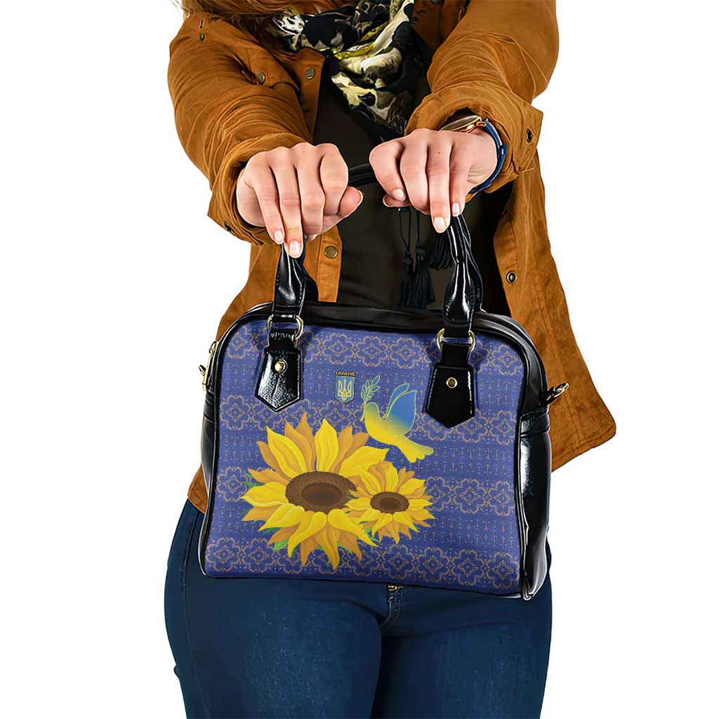Ukraine Peace Dove Shoulder Handbag Ukraine Sunflower With Folk Patterns