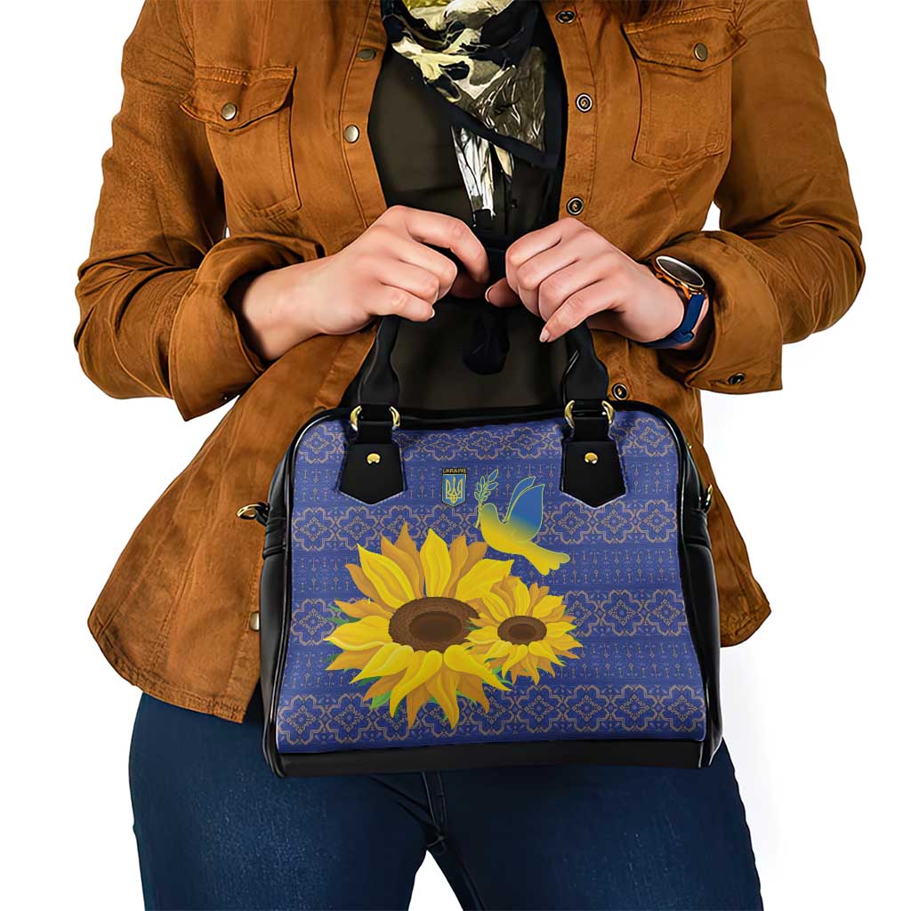 Ukraine Peace Dove Shoulder Handbag Ukraine Sunflower With Folk Patterns