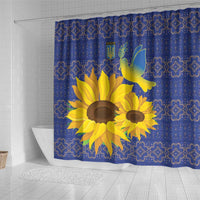 Ukraine Peace Dove Shower Curtain Ukraine Sunflower With Folk Patterns