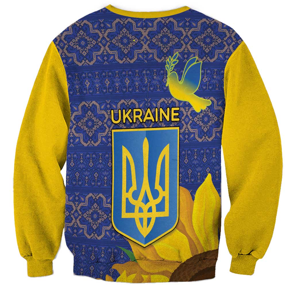 Ukraine Peace Dove Sweatshirt Ukraine Sunflower With Folk Patterns - Wonder Print Shop