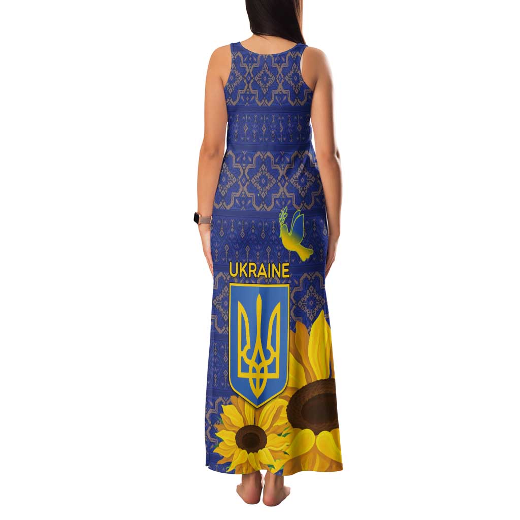 Ukraine Peace Dove Tank Maxi Dress Ukraine Sunflower With Folk Patterns - Wonder Print Shop