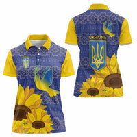 Ukraine Peace Dove Women Polo Shirt Ukraine Sunflower With Folk Patterns - Wonder Print Shop