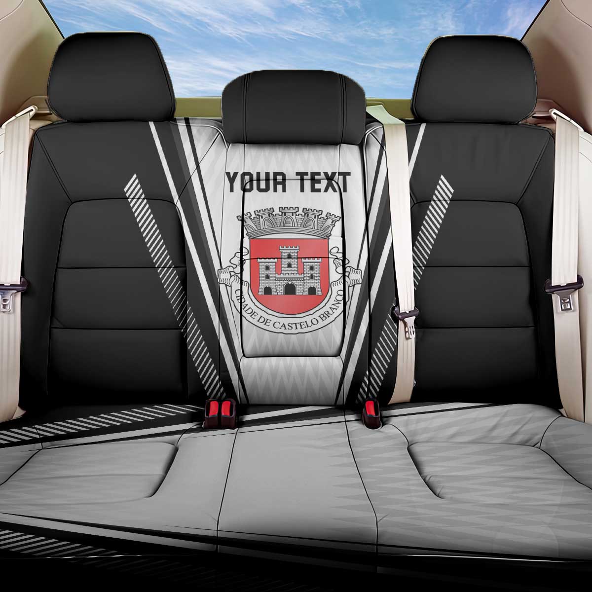 Personalized Castelo Branco Portugal Back Car Seat Cover Sporty Style - Wonder Print Shop
