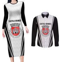 Personalized Castelo Branco Portugal Couples Matching Long Sleeve Bodycon Dress and Long Sleeve Button Shirt Sporty Style - Wonder Print Shop