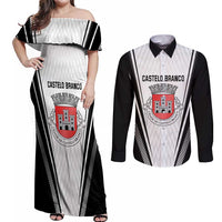 Personalized Castelo Branco Portugal Couples Matching Off Shoulder Maxi Dress and Long Sleeve Button Shirt Sporty Style - Wonder Print Shop