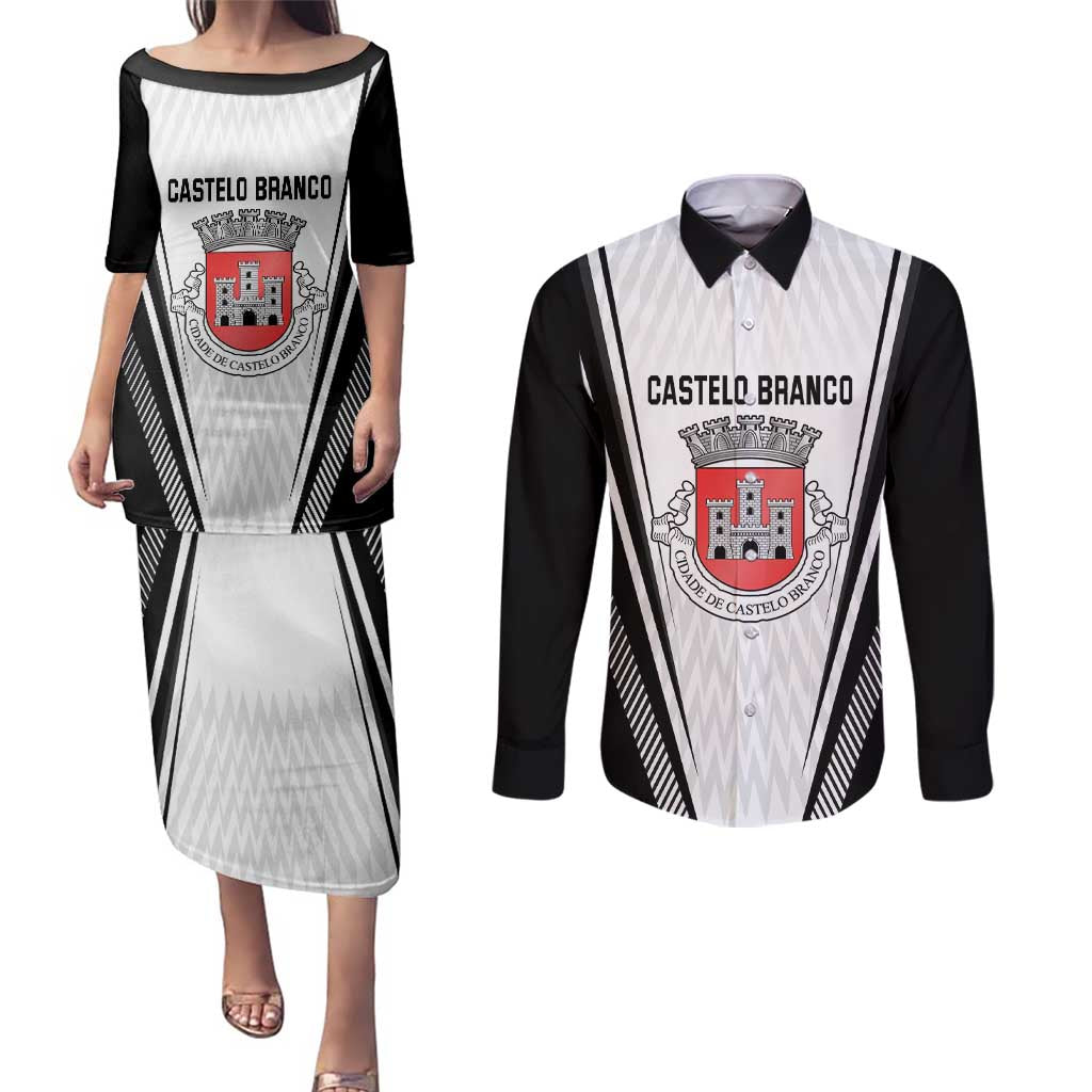 Personalized Castelo Branco Portugal Couples Matching Puletasi and Long Sleeve Button Shirt Sporty Style - Wonder Print Shop