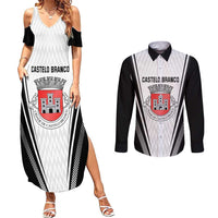 Personalized Castelo Branco Portugal Couples Matching Summer Maxi Dress and Long Sleeve Button Shirt Sporty Style - Wonder Print Shop