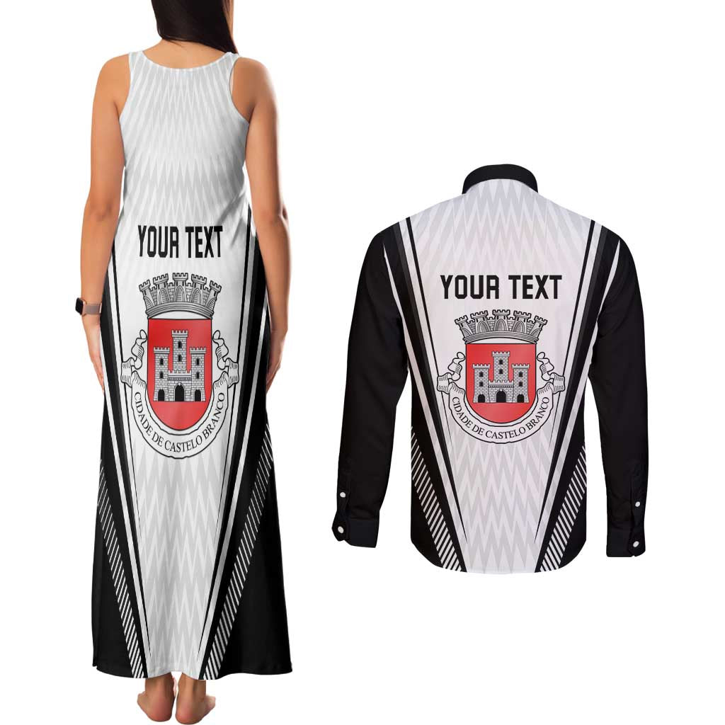 Personalized Castelo Branco Portugal Couples Matching Tank Maxi Dress and Long Sleeve Button Shirt Sporty Style - Wonder Print Shop