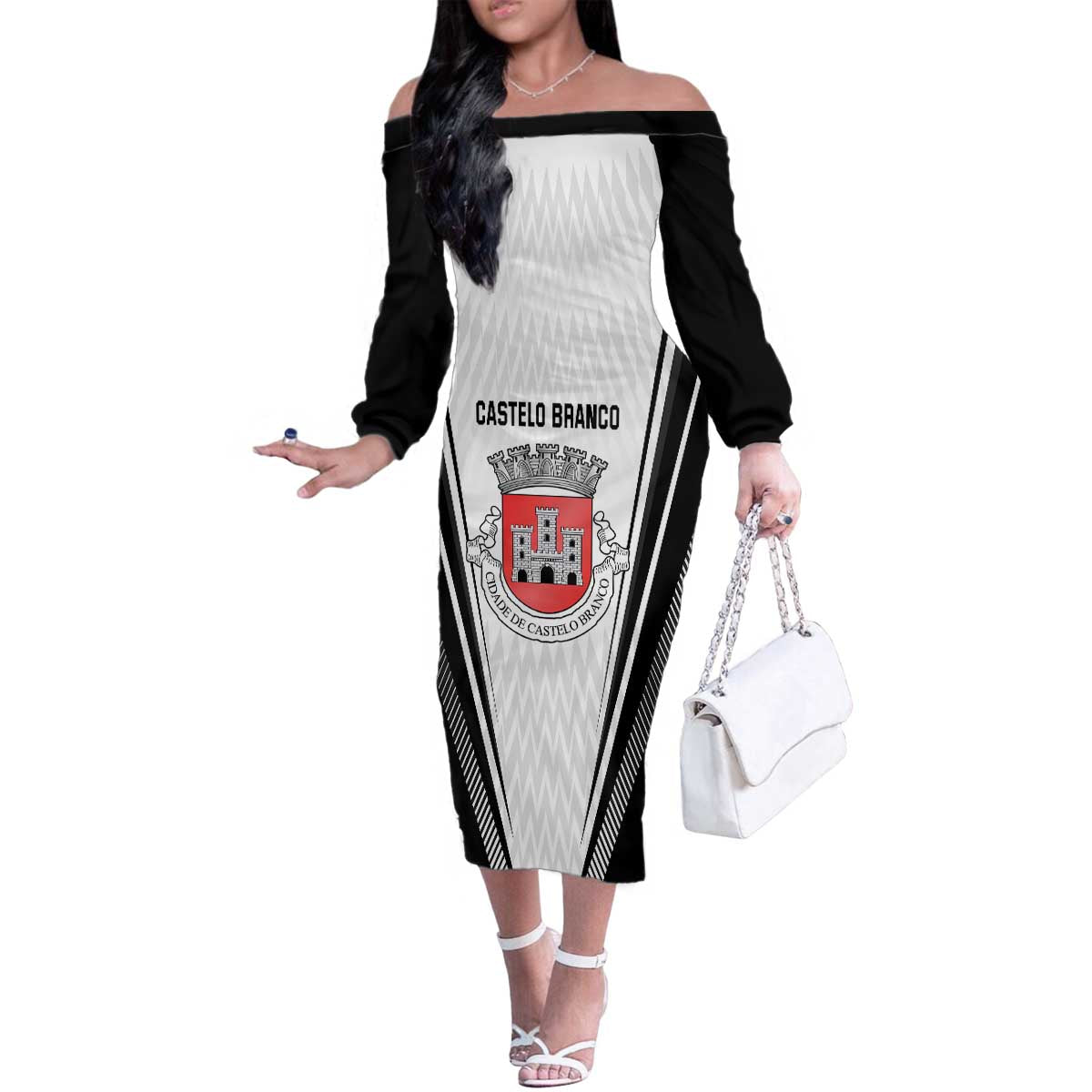 Personalized Castelo Branco Portugal Family Matching Off The Shoulder Long Sleeve Dress and Hawaiian Shirt Sporty Style - Wonder Print Shop