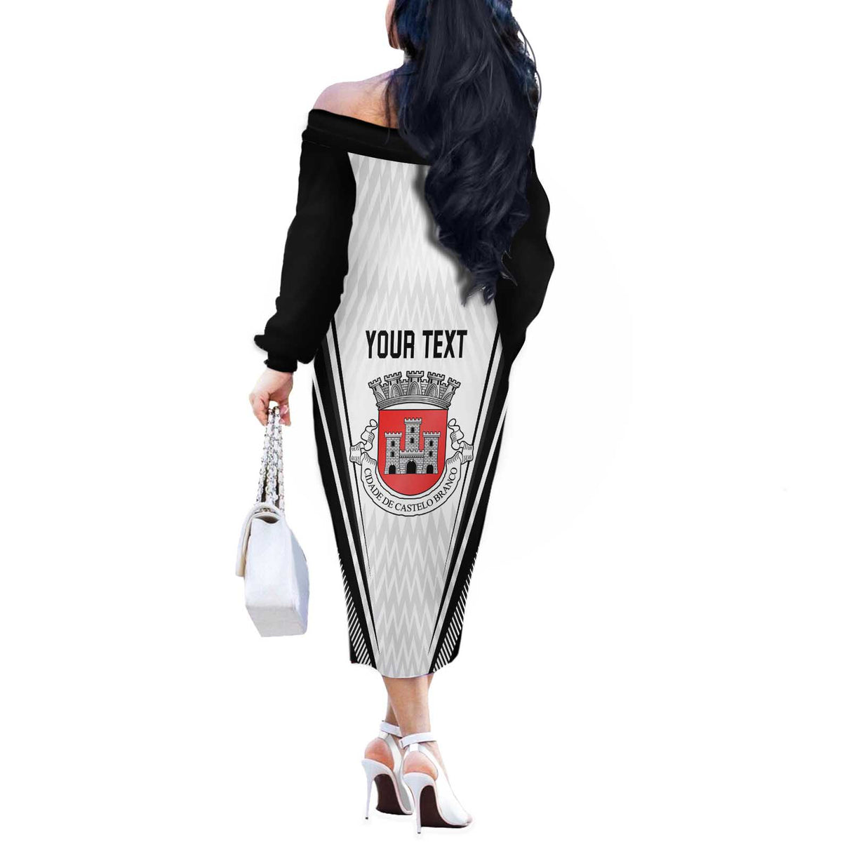 Personalized Castelo Branco Portugal Off The Shoulder Long Sleeve Dress Sporty Style - Wonder Print Shop