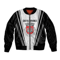 Personalized Castelo Branco Portugal Sleeve Zip Bomber Jacket Sporty Style - Wonder Print Shop