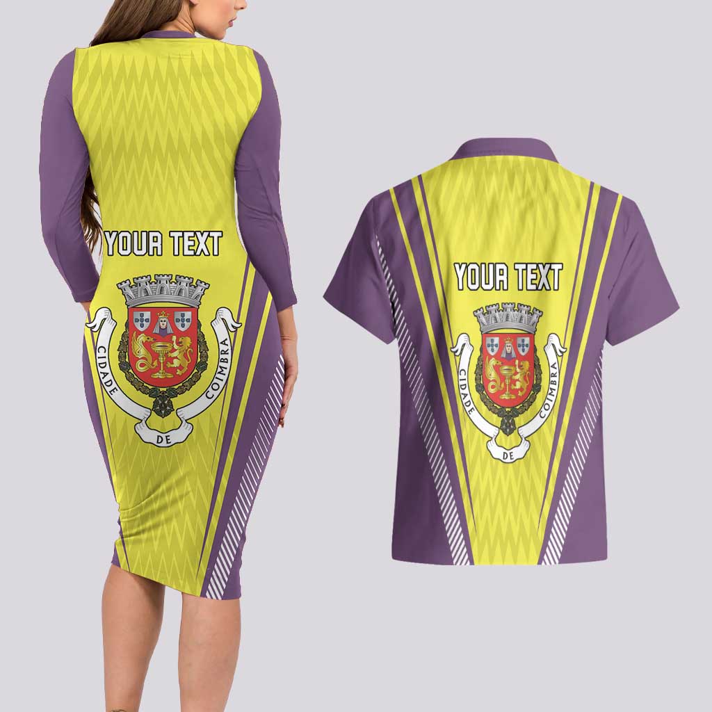 Personalized Coimbra Portugal Couples Matching Long Sleeve Bodycon Dress and Hawaiian Shirt Sporty Style - Wonder Print Shop