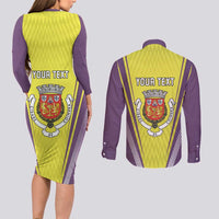 Personalized Coimbra Portugal Couples Matching Long Sleeve Bodycon Dress and Long Sleeve Button Shirt Sporty Style - Wonder Print Shop