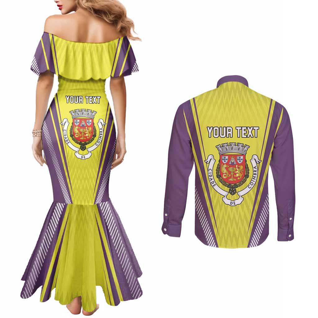 Personalized Coimbra Portugal Couples Matching Mermaid Dress and Long Sleeve Button Shirt Sporty Style - Wonder Print Shop