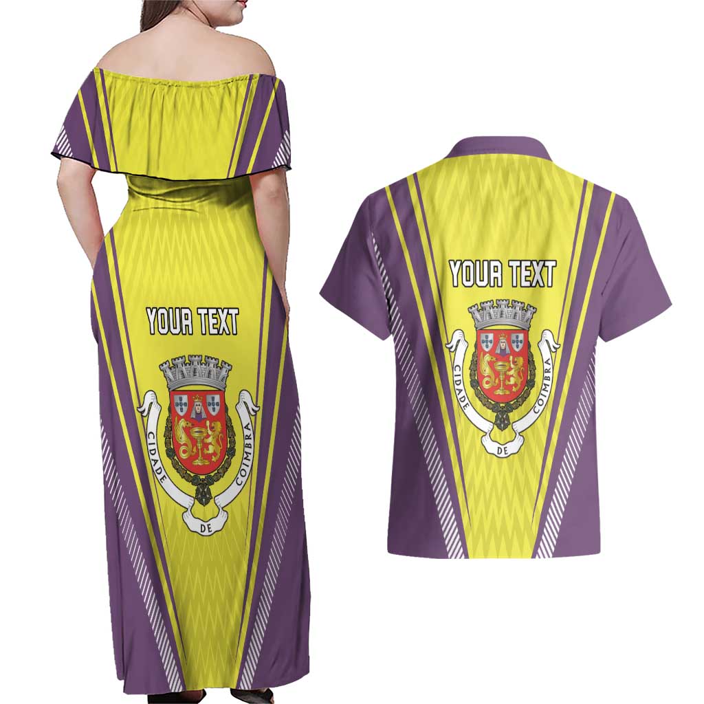 Personalized Coimbra Portugal Couples Matching Off Shoulder Maxi Dress and Hawaiian Shirt Sporty Style - Wonder Print Shop