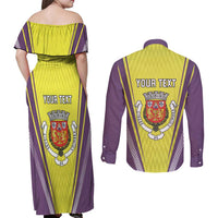 Personalized Coimbra Portugal Couples Matching Off Shoulder Maxi Dress and Long Sleeve Button Shirt Sporty Style - Wonder Print Shop