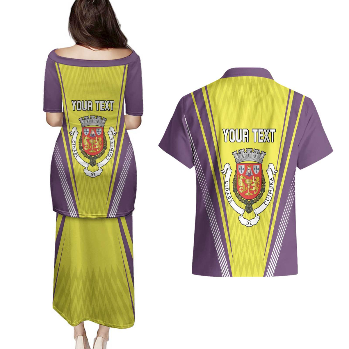 Personalized Coimbra Portugal Couples Matching Puletasi and Hawaiian Shirt Sporty Style - Wonder Print Shop