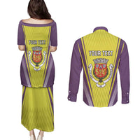 Personalized Coimbra Portugal Couples Matching Puletasi and Long Sleeve Button Shirt Sporty Style - Wonder Print Shop