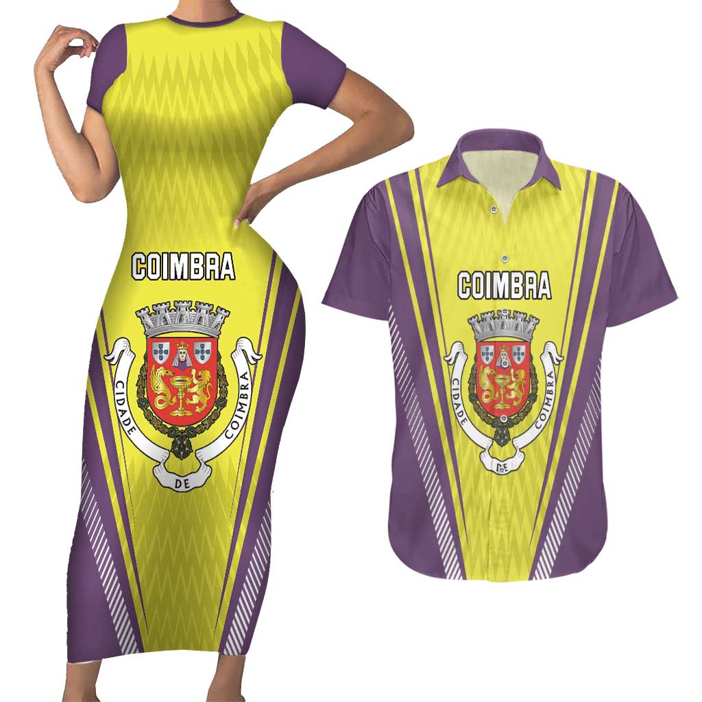 Personalized Coimbra Portugal Couples Matching Short Sleeve Bodycon Dress and Hawaiian Shirt Sporty Style - Wonder Print Shop