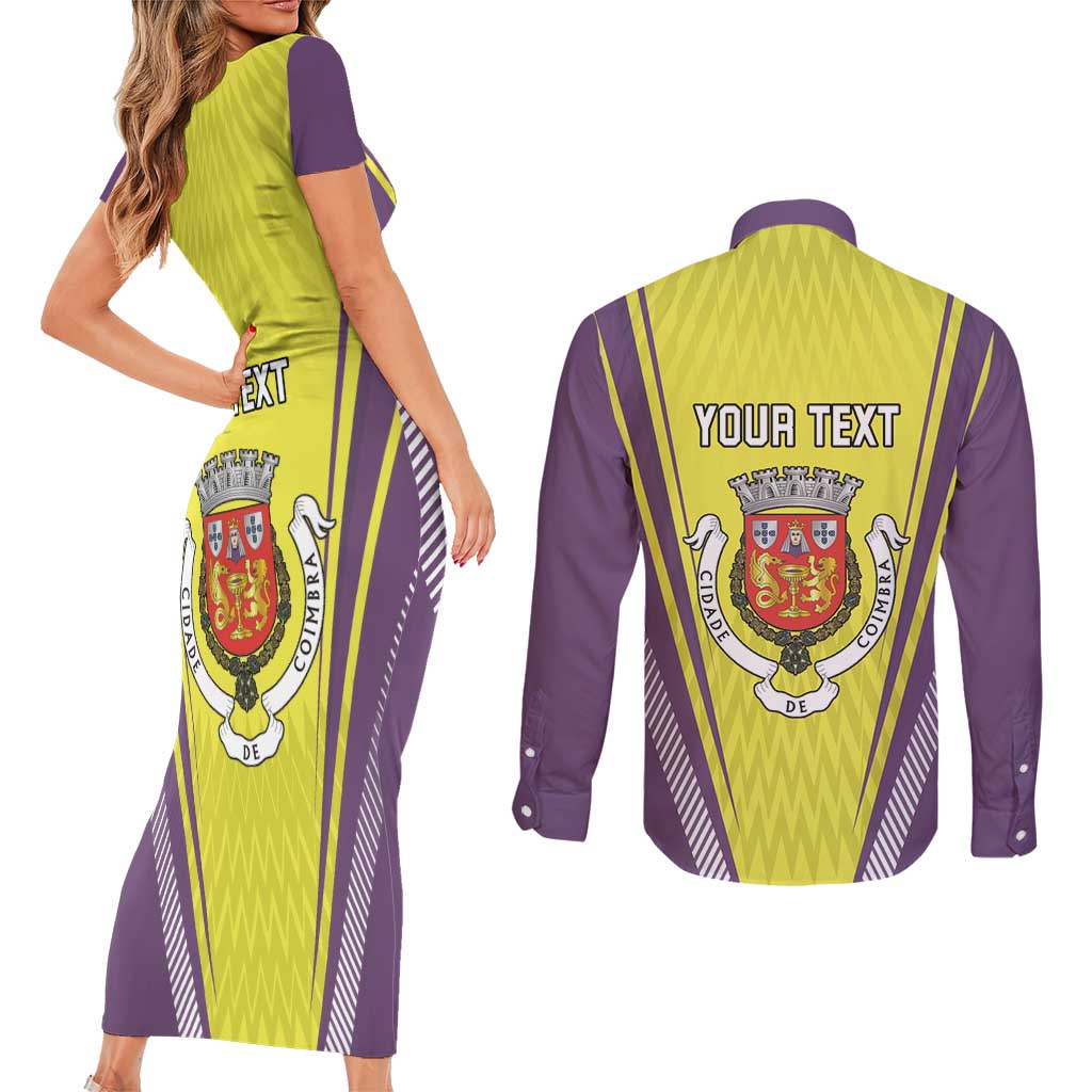 Personalized Coimbra Portugal Couples Matching Short Sleeve Bodycon Dress and Long Sleeve Button Shirt Sporty Style - Wonder Print Shop