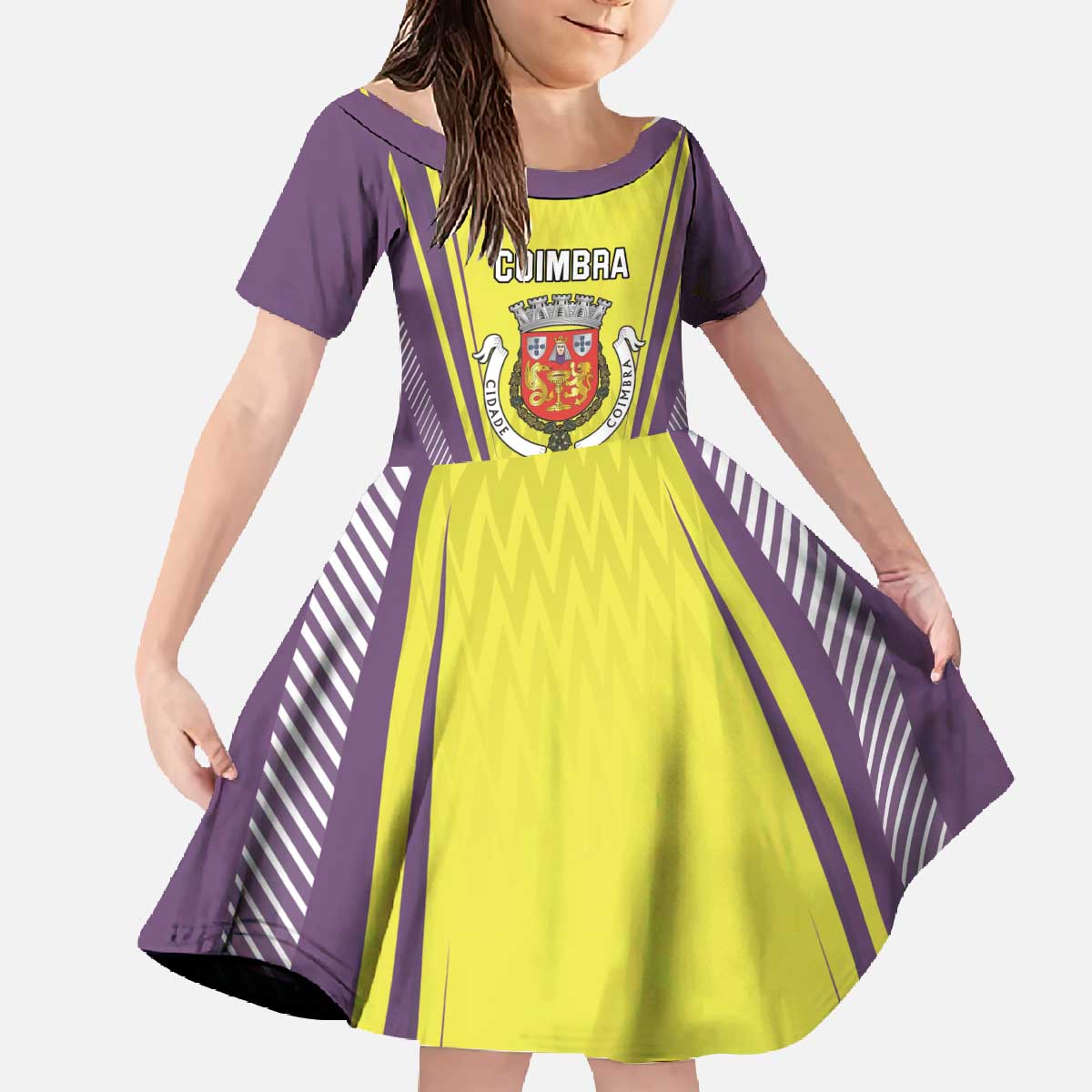 Personalized Coimbra Portugal Family Matching Off The Shoulder Long Sleeve Dress and Hawaiian Shirt Sporty Style - Wonder Print Shop