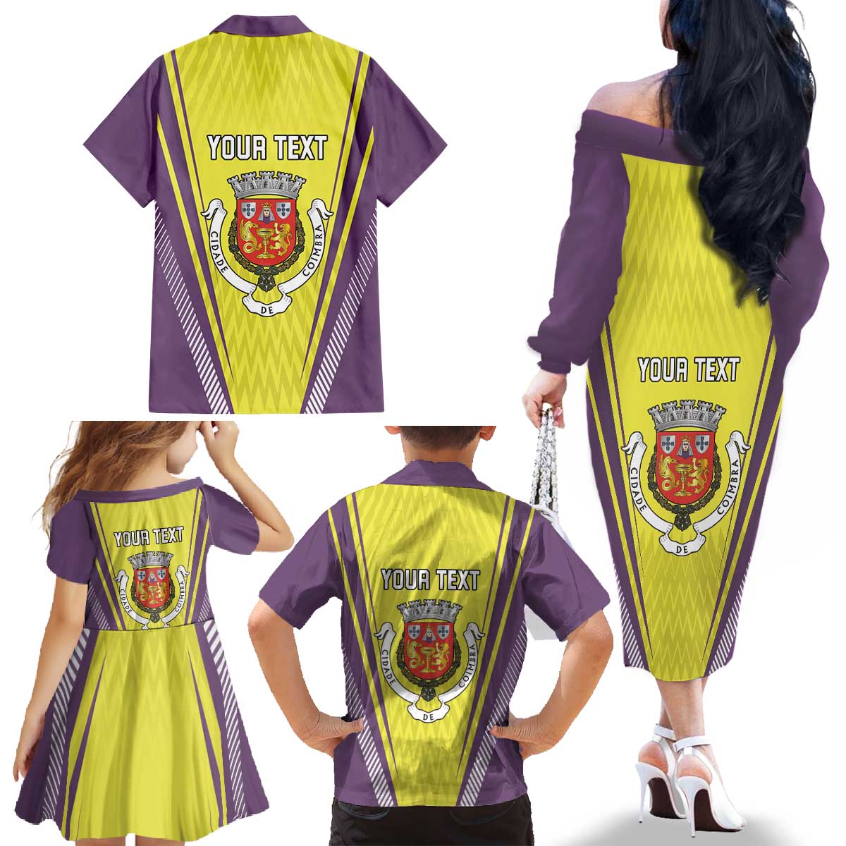 Personalized Coimbra Portugal Family Matching Off The Shoulder Long Sleeve Dress and Hawaiian Shirt Sporty Style - Wonder Print Shop