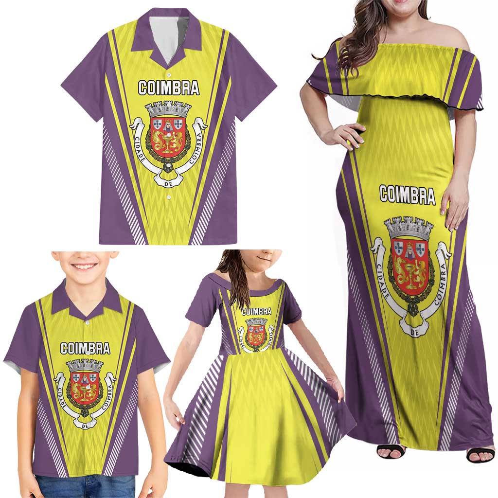 Personalized Coimbra Portugal Family Matching Off Shoulder Maxi Dress and Hawaiian Shirt Sporty Style - Wonder Print Shop