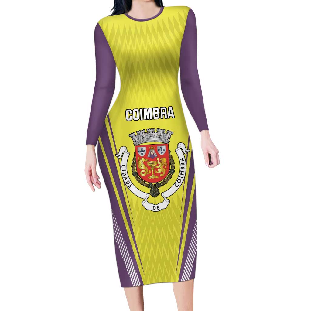 Personalized Coimbra Portugal Long Sleeve Bodycon Dress Sporty Style - Wonder Print Shop