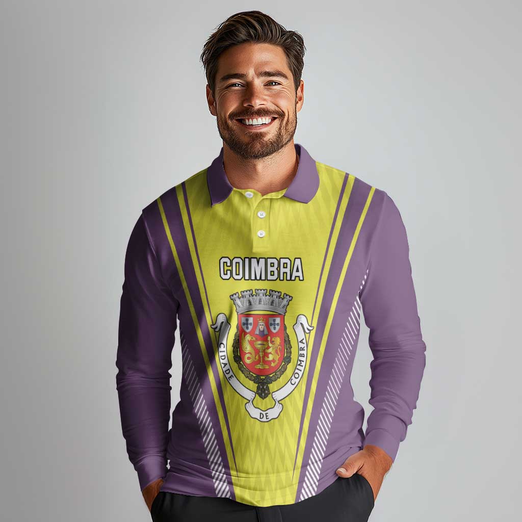 Personalized Coimbra Portugal Long Sleeve Polo Shirt Sporty Style - Wonder Print Shop