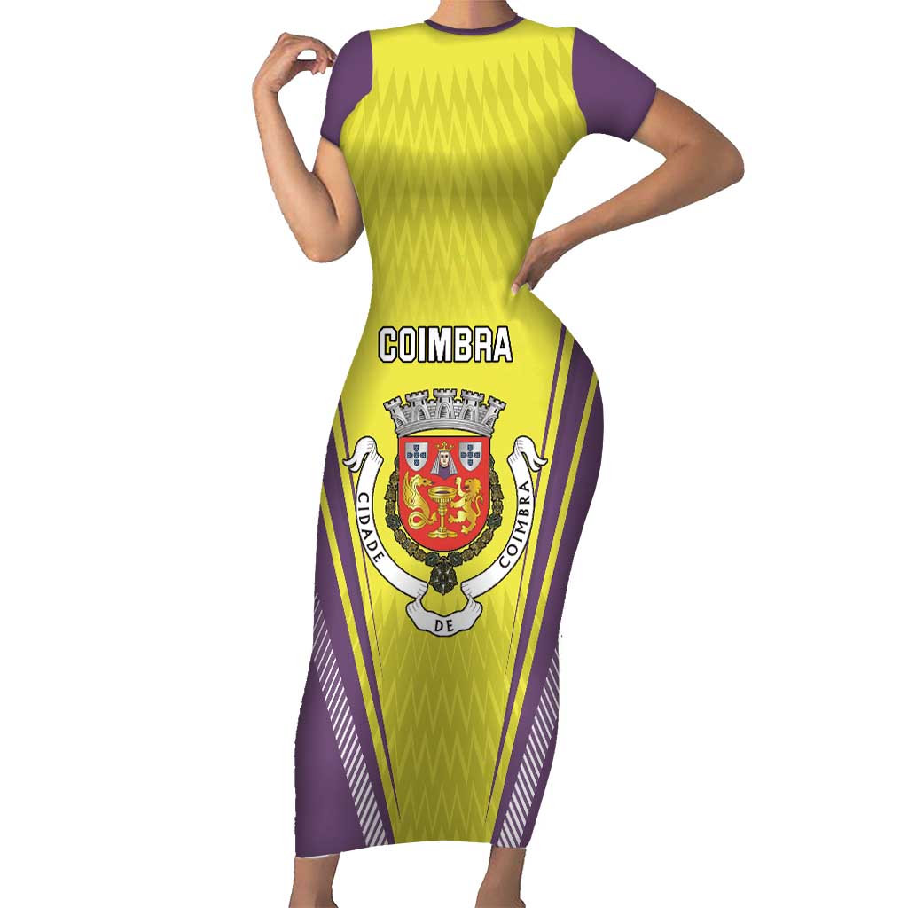 Personalized Coimbra Portugal Short Sleeve Bodycon Dress Sporty Style - Wonder Print Shop