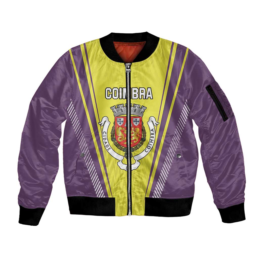 Personalized Coimbra Portugal Sleeve Zip Bomber Jacket Sporty Style - Wonder Print Shop