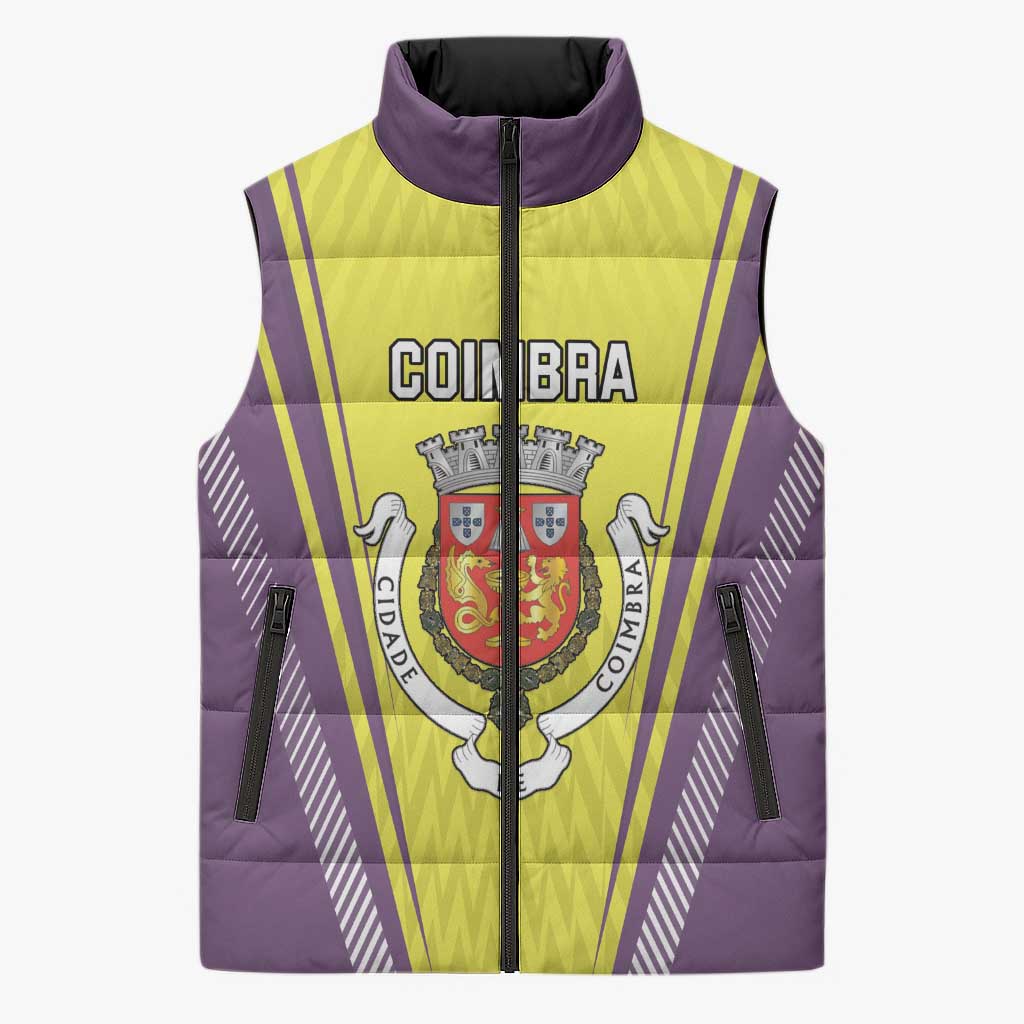 Personalized Coimbra Portugal Sleeveless Puffer Jacket Sporty Style - Wonder Print Shop