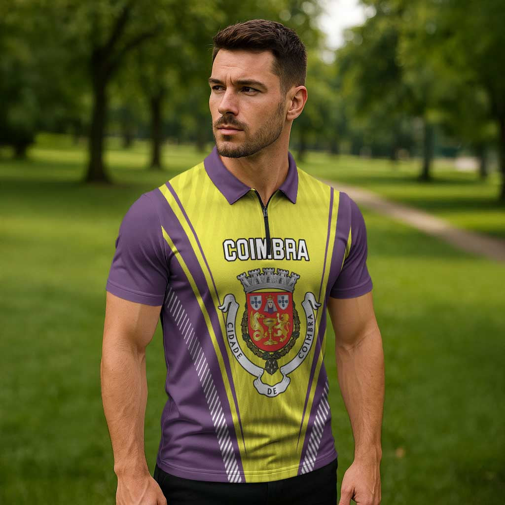 Personalized Coimbra Portugal Zipper Polo Shirt Sporty Style - Wonder Print Shop