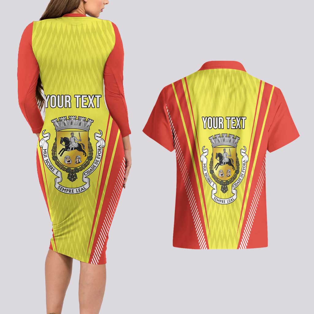 Personalized Evora Portugal Couples Matching Long Sleeve Bodycon Dress and Hawaiian Shirt Sporty Style - Wonder Print Shop