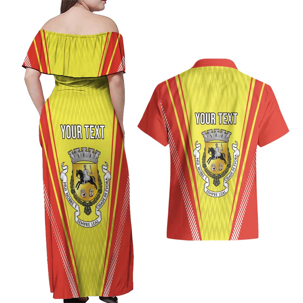 Personalized Evora Portugal Couples Matching Off Shoulder Maxi Dress and Hawaiian Shirt Sporty Style - Wonder Print Shop