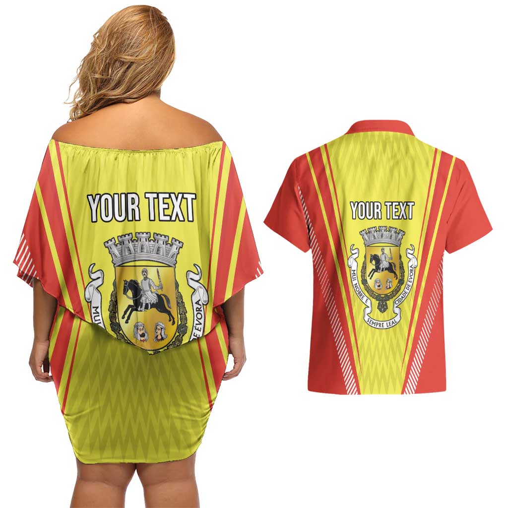 Personalized Evora Portugal Couples Matching Off Shoulder Short Dress and Hawaiian Shirt Sporty Style - Wonder Print Shop