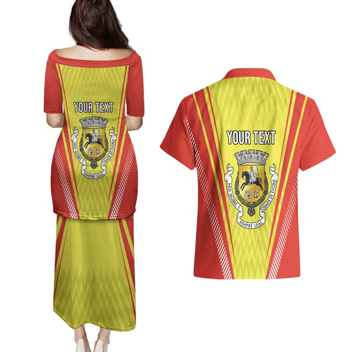 Personalized Evora Portugal Couples Matching Puletasi and Hawaiian Shirt Sporty Style - Wonder Print Shop