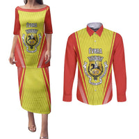 Personalized Evora Portugal Couples Matching Puletasi and Long Sleeve Button Shirt Sporty Style - Wonder Print Shop