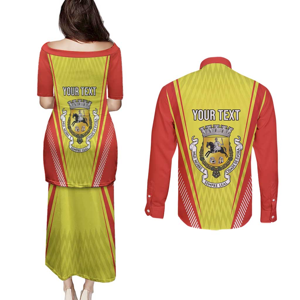 Personalized Evora Portugal Couples Matching Puletasi and Long Sleeve Button Shirt Sporty Style - Wonder Print Shop
