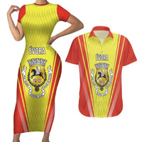 Personalized Evora Portugal Couples Matching Short Sleeve Bodycon Dress and Hawaiian Shirt Sporty Style - Wonder Print Shop