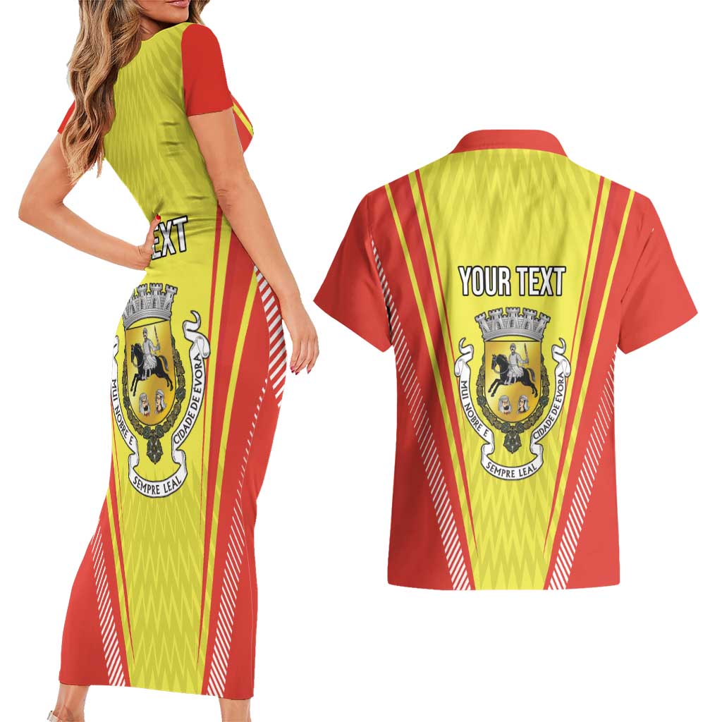 Personalized Evora Portugal Couples Matching Short Sleeve Bodycon Dress and Hawaiian Shirt Sporty Style - Wonder Print Shop