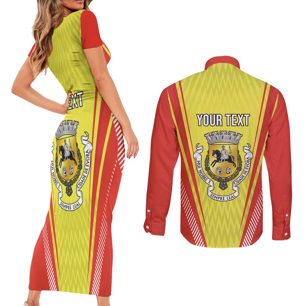 Personalized Evora Portugal Couples Matching Short Sleeve Bodycon Dress and Long Sleeve Button Shirt Sporty Style - Wonder Print Shop