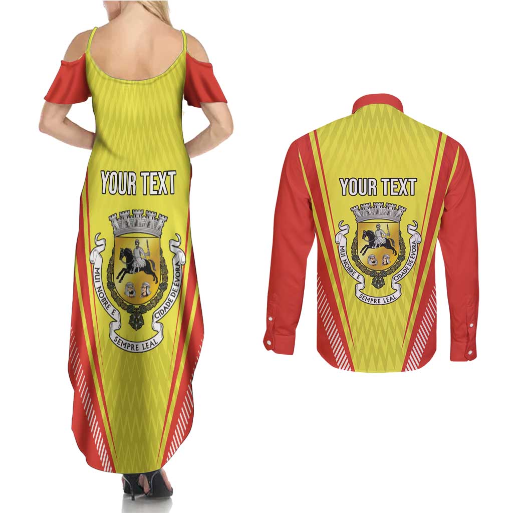 Personalized Evora Portugal Couples Matching Summer Maxi Dress and Long Sleeve Button Shirt Sporty Style - Wonder Print Shop