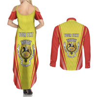 Personalized Evora Portugal Couples Matching Summer Maxi Dress and Long Sleeve Button Shirt Sporty Style - Wonder Print Shop