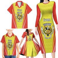 Personalized Evora Portugal Family Matching Long Sleeve Bodycon Dress and Hawaiian Shirt Sporty Style - Wonder Print Shop