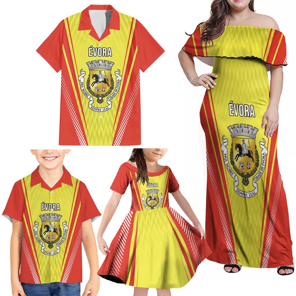 Personalized Evora Portugal Family Matching Off Shoulder Maxi Dress and Hawaiian Shirt Sporty Style - Wonder Print Shop