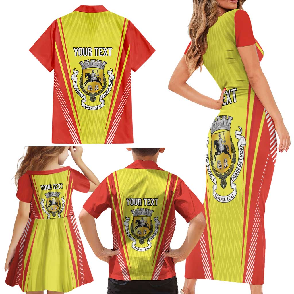 Personalized Evora Portugal Family Matching Short Sleeve Bodycon Dress and Hawaiian Shirt Sporty Style - Wonder Print Shop